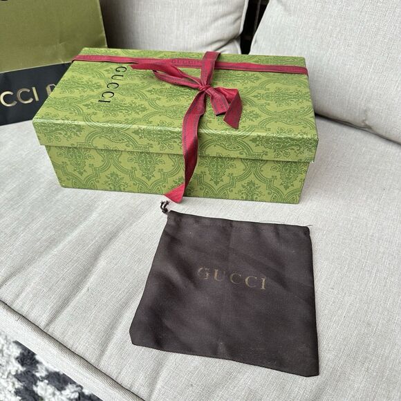 Authentic Gucci Green Gift Box +Jewelry Pouch+Ribbon+paper Bag 11x6.5x4 - Picture 2 of 12